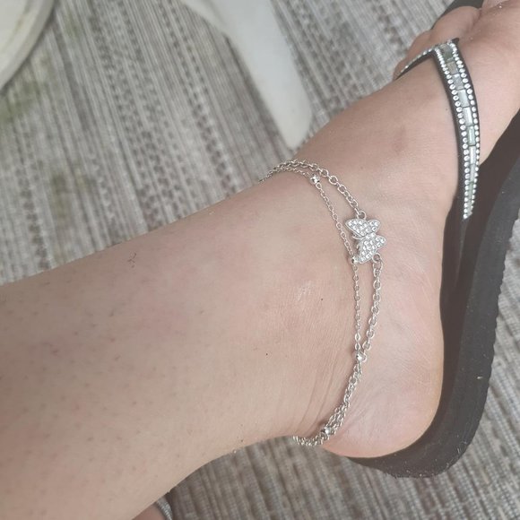 Women's Silver Butterfly Anklet - Picture 9 of 15